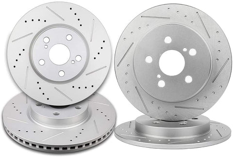 AUTOMUTO AUTOMUTO Brake Rotors Kit with 4pcs Drilled Slotted Discs Brake Rotors fit for 2009-2010 for Pontiac Vibe,2009-2019 for Toyota Corolla,2009-2013 for Toyota Matrix