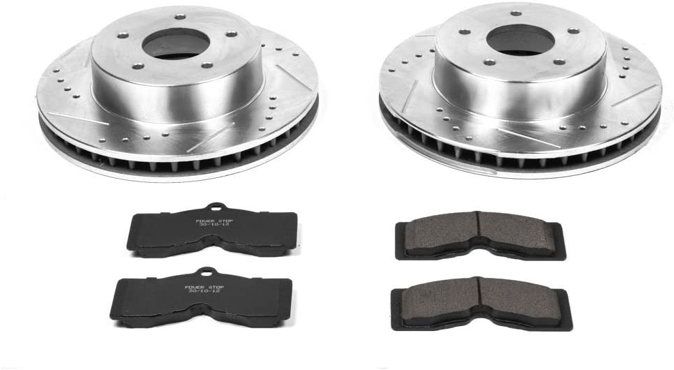 Power Stop K2598 Front Brake Kit with Drilled/Slotted Brake Rotors and Z23 Evolution Ceramic Brake Pads