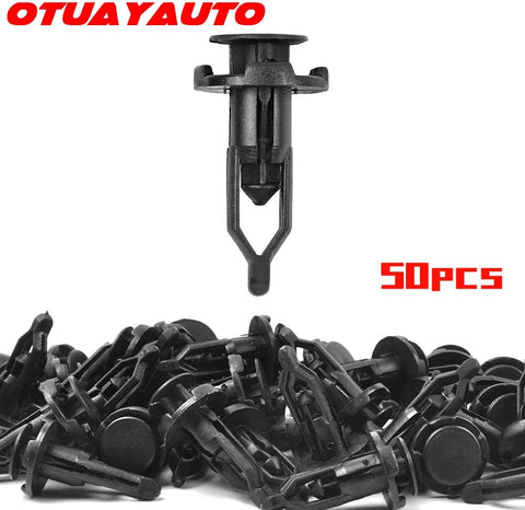 OTUAYAUTO 50Pcs Rivet Retainer Fender Bumper Fasteners Clips, OEM# 52161-02020 9mm Nylon Push-Type Automotive Clips for Toyota Tacoma Yaris Camry Tundra Sienna 4Runner Avalon Matrix Highlander