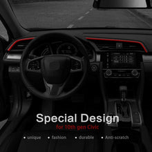 Thenice 2pcs Center Consoles Stickers Air Vent Trims Dash Board Panel Strips Inner Decals for 10th Gen Honda Civic 2020 2019 2018 2017 2016 -Red
