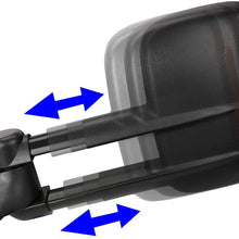 Replacement for Chevy Silverado/GMC Sierra Heated Power Smoked Signal Extendable Towing+Corner Blind Spot Mirror