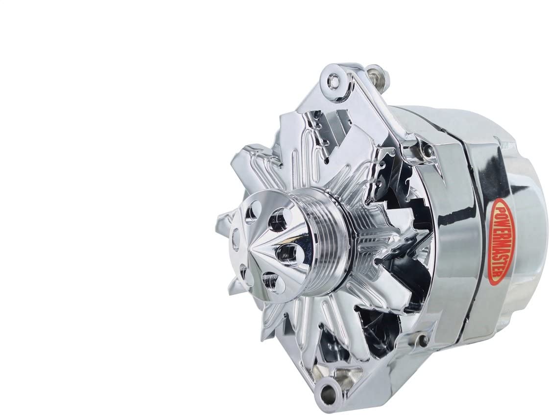 Powermaster 17294-313 Chrome Alternator (12SI 100A 6 Groove Pulley & Cone 1 or 3 Wire)