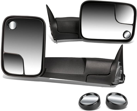 DNA Motoring TWM-023-T111-BK+DM-SY-022 Pair Powered Towing Side Mirrors + Blind Spot Mirrors