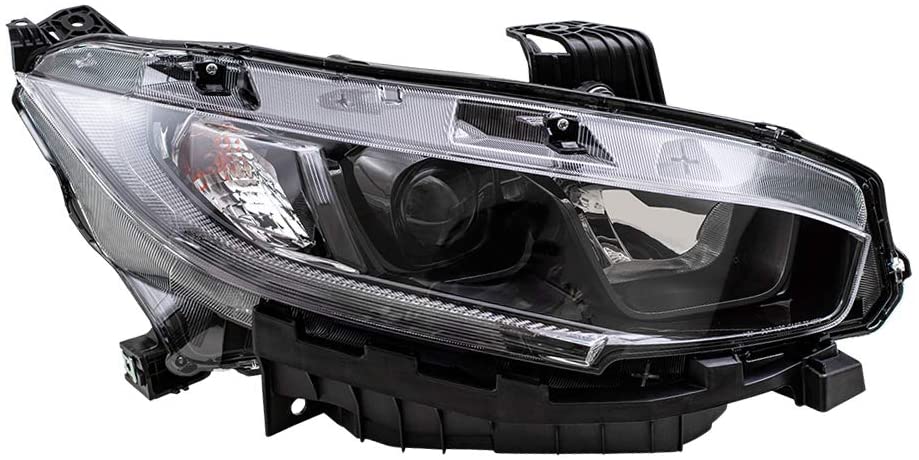 Brock Replacement Passenger Halogen Headlight with Black Bezel Compatible with 2019 2020 Civic