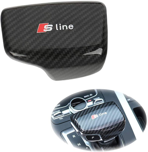 Car Carbon Fiber Stripe ABS Gear Shift Knob Cover Sticker Head Trim Black for Audi A4 A5 A6 S6 A7 S7 Q5 Q7