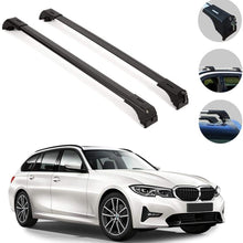 OMAC Roof Racks Lockable Cross Bars Carrier Cargo Racks Rail Aluminium Black Set 2 Pcs. for BMW 3 Series F31 Wagon 2014-2019