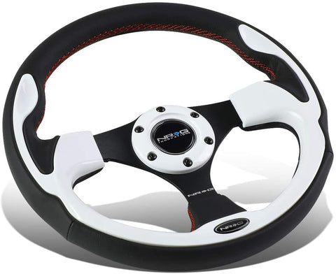 NRG Innovations RST-001WT Reinforced Steering Wheel (320mm Sport Steering Wheelwith White Trim)