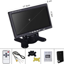 Vehicle On-Dash Backup Monitor, 7" Digital HD Car TFT LCD Color Screen Display with 2 Video Input for Rear View Camera