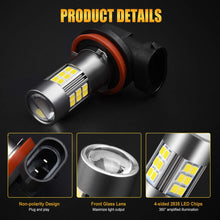 SEALIGHT H11/H8/H16 LED Fog Light Bulbs, 6000K Xenon White, 27 SMD Chips, 360-degree Illumination, Non-polarity, 2-pack