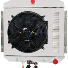 CoolingSky 3 Row Aluminum Radiator +Shroud +14" Fan +Thermostat Relay Kit for 1955-1957 Chevy Bel Air/Del Ray/Nomad 150 210 6Cyl 8Cyl