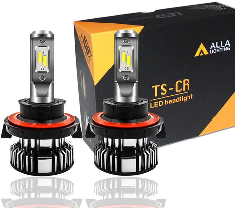 Alla Lighting 10000lm LED H13 Headlight Bulbs Extremely Super Bright TS-CR 9008 H13 LED Headlight Bulbs Conversion Kits Bulb, 6000K Xenon White