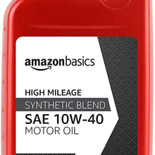AmazonBasics High Mileage Motor Oil - Synthetic Blend - 10W-40 - 1 Quart-6 Pack