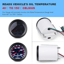 WATERWICH Oil Temp Temperature Gauge Kit Includes Electronic Sensor-Black Dial 40-150 Celsius 2-1/16" 52mm DC12V Universal for Car Truck Vehicle Automotive
