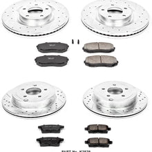 Power Stop K2829 Front & Rear Brake Kit with Drilled/Slotted Brake Rotors and Z23 Evolution Ceramic Brake Pads,Silver Zinc Plated