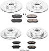 Power Stop K2829 Front & Rear Brake Kit with Drilled/Slotted Brake Rotors and Z23 Evolution Ceramic Brake Pads,Silver Zinc Plated