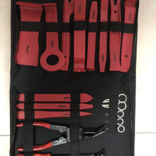 19Pcs Auto Audio Trim Removal Tool Set & Clip Plier Upholstery Fastener Remover Nylon Dash Door Panel Stereo Tool Kits - Red