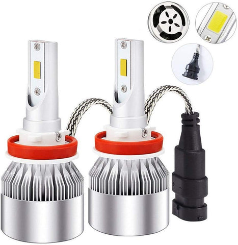 Mega Racer H11 6000K Ultra Bright White (Low Beam Headlight) CREE COB C6 LED Xenon Kit 7600LM 72W Auto USA Automotive