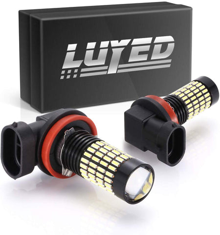 LUYED 2 X 1700 Lumens Extremely Bright 4014 102-EX Chipsets H11 H8 LED Bulbs Used For DRL or Fog Lights,Xenon White(Brightest LED in market)