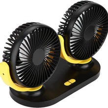 Duokon USB Dual Head Car Fan Portable Air Conditioner Auto Cooler Ventilation 12V (Black)