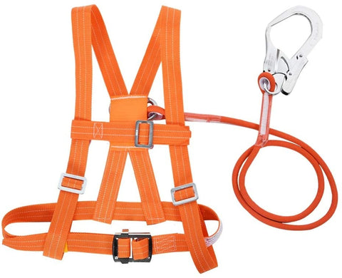 Jadeshay Climbing Harness Outdoor Adjustable Safe Belts for Mountaineering Tree Climbing Outdoor Training Caving Rock Climbing Rappelling Equip Aerial Work Large Buckle 1.6m