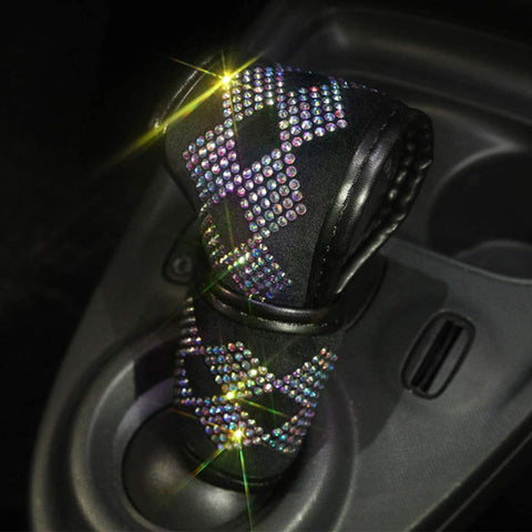 Bling Bling Auto Shift Gear Cover, Luster Crystal Car Knob Rhinestones Gear Stick Protector Diamond Car Decor Accessories for Women(PDT)