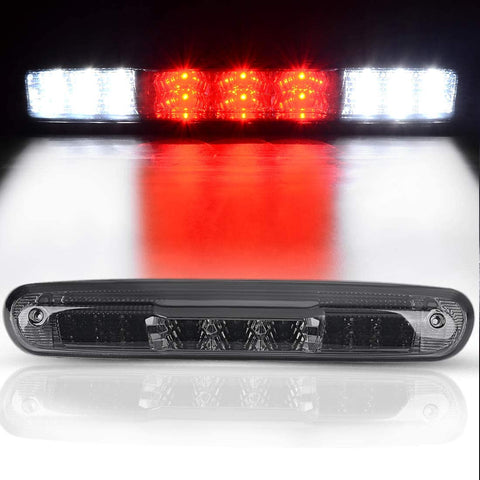 DWVO 3rd Brake Light Compatible with 2007-2014 Chevrolet Silverado GMC Sierra 1500 2500 3500 Red/White LED Smoke Lens High Mount Third Brake Light Cargo Tail Lamp
