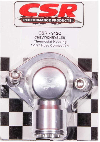 CSR Performance Products 912C Clear Anodized Swivel Style Thermostat Housing for GM and Mopar Engine using 1-1/2