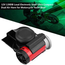 Horns, 12V 139DB Loud Electronic Snail Ultra Compact Dual Air Horn for Motorcycle Yacht Boat