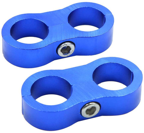 X AUTOHAUX AN10 Hose Separator Clamp Dual Fuel Oil Water Line Fitting Adapter Divider Blue 2pcs