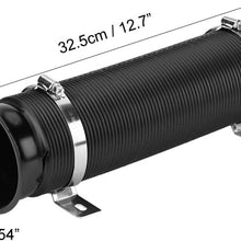 Qiilu Air Intake Tube Cleaner Hose 3inch Universal Cold Air Intake Inlet Pipe Kit Black Flexible Air Duct Hose