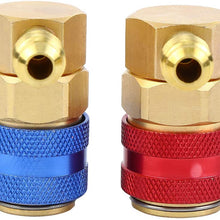 Ridgeyard R134A Adapter Fittings Quick Coupler High Low AC Condition Manifold Gauge Hose Conversion kit, 1/4" SAE HVAC