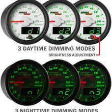 MaxTow Double Vision 30 PSI Fuel Pressure Gauge Kit - Includes Electronic Sensor - White Gauge Face - Green LED Illuminated Dial - Analog & Digital Readouts - for Diesel Trucks - 2-1/16" 52mm