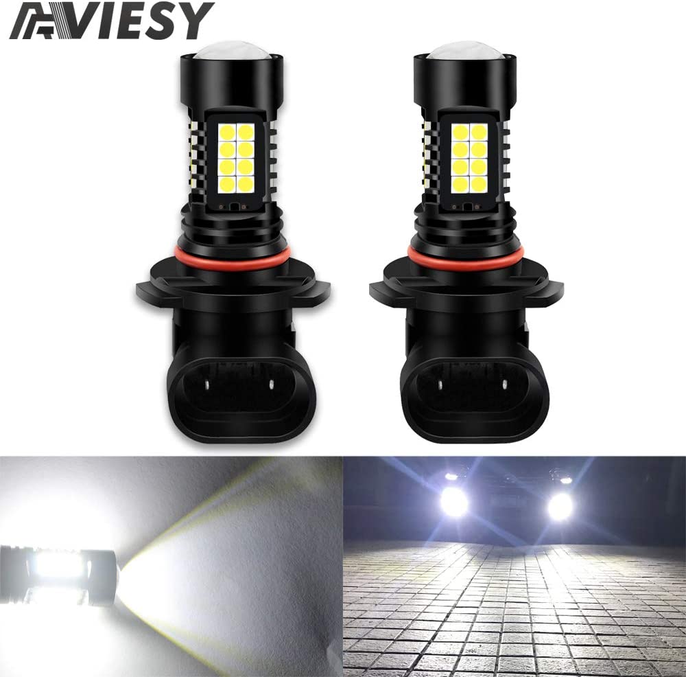 Viesyled 9005 HB3 Fog Light Bulbs LED 35W Ultra Extremely Bright 3030 Chips 2000 Lumens 6000K Xenon White 12-30V Replacement Fog Spot DRL Daytime Light Bulbs Lamps (Pack of 2)