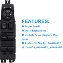 56049805AB Master Power Window Switch for 2003-2009 Dodge Ram 1500 2500 3500 Truck, 2001-2004 Dodge Dakota, 2001-2003 Dodge Durango, w/Mirror Adjust & Auto Down Control