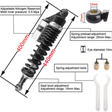 GZYF Pair 400mm Motorcycle Air Shock Absorbers Universal Fit Honda Suzuki Yamaha Kawasaki ATV Go Kart Quad Dirt Sport Bikes Silver & Black