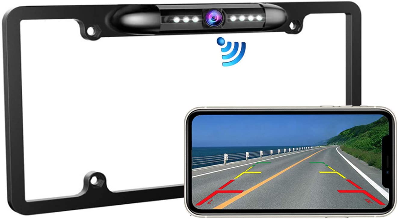 Casoda WiFi License Plate Backup Camera for iPhone and Android,Ultra Strong Signal Smooth Video Image Never Freezing Clear Picture Suitable for Cars Trucks Trailers SUVs Pickups Easy to Install