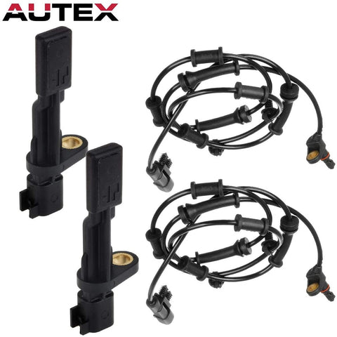 AUTEX 4pcs Front & Rear ABS Wheel Speed Sensor ALS1918 ALS1932 68003281AA Compatible with Jeep Wrangler Rubicon 3.8L & Sahara 3.8L & Unlimited Rubicon 3.8L 2007 2008 2009 2010 2011 2012 2013 2014
