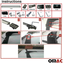 OMAC Silver Aluminum Roof Top Bar Cross Bars Cargo Rack - Luggage, Ski, Kayak Carrier | 165 LBS / 75 KG Load Capacity - Set 2 Pcs | Fits Audi Q7 2015-2021