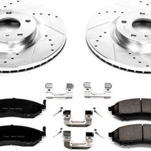 Power Stop K112 Front Brake Kit with Drilled/Slotted Brake Rotors and Z23 Evolution Ceramic Brake Pads,Silver Zinc Plated