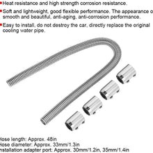 Suuonee Cooling Water Pipe, 48in Car Stainless Steel Engine Hose Kit Cooling Water Pipe Accessory Silver