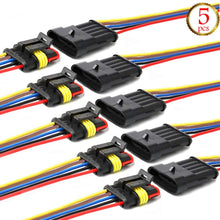 QOFOWIN Waterproof Connectors,4Pin Way Car Electrical Connector,with Wire 16 AWG Marine for Car,Truck,Boat,Motorcycle and Other Wire Connections. (4pin 5pcs)