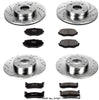 Power Stop K794 Front & Rear Brake Kit with Drilled/Slotted Brake Rotors and Z23 Evolution Ceramic Brake Pads,Silver Zinc Plated