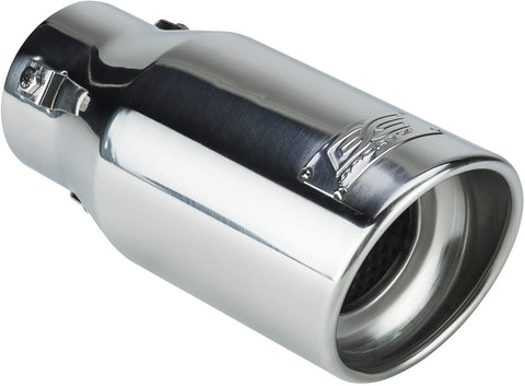 DC Sports EX-1013 Performance Bolt-On Resonated Muffler Slant Exhaust Tip with Clamps and Adapters for Universal Fitment on Most Cars, Sedans, and Trucks - Polished Stainless Steel