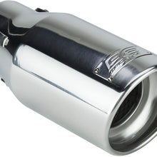 DC Sports EX-1013 Performance Bolt-On Resonated Muffler Slant Exhaust Tip with Clamps and Adapters for Universal Fitment on Most Cars, Sedans, and Trucks - Polished Stainless Steel