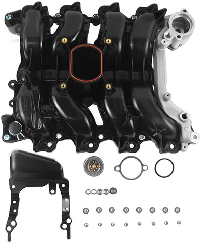 615-175 Upper Intake Manifold Kit Fits for Ford Crown Victoria Lincoln Town Car Mercury Grand Marquis 2001-2011 Mustang Explorer Mountaineer 1999-2004 V8 4.6L Part# 3W7Z9424AA with Thermostat & Gasket