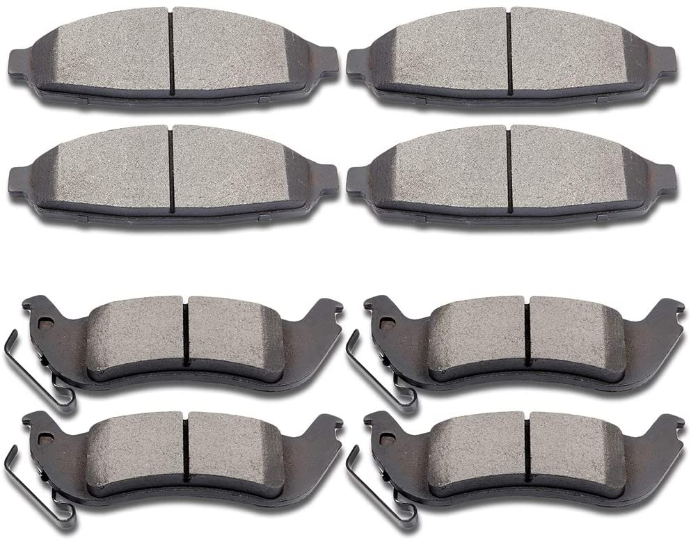 SCITOO Ceramic Front Rear Disc Brake Pad Set fit for 2003-2011 Ford Crown Victoria, 2003-2011 Lincoln Town Car, 2003-2011 Mercury Grand Marquis, 2003-2004 Mercury Marauder