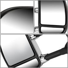 Replacement for Super Duty Black Manual Telescoping Extendable Amber Signal Towing Side+Circle Blind Spot Mirror