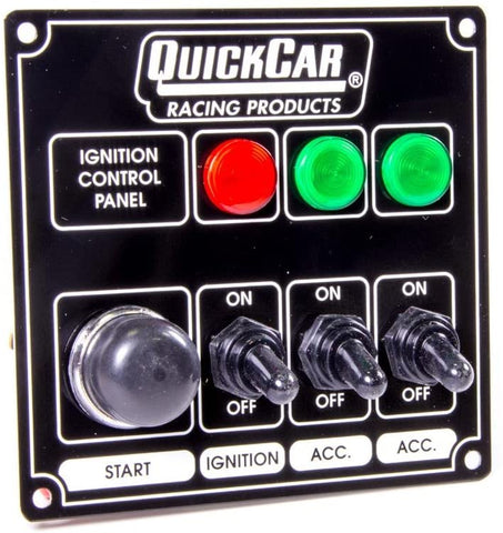 Quickcar Racing Products 50-825 Ignition Panel Black W/2 ACC. & Lights