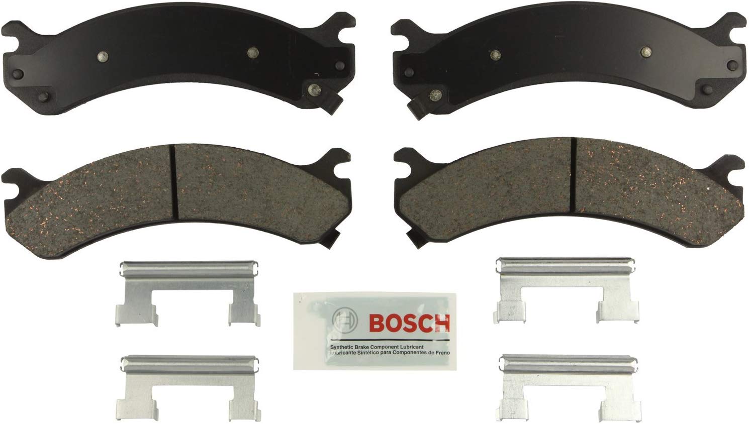 Bosch BE784H Blue Disc Brake Pad Set with Hardware for Select Chevrolet Silverado, Express, Suburban; GMC Savana, Sierra, Yukon; Hummer + More - FRONT