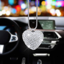 Alonar White Heart Bling Car Rear View Mirror Charms Decor,Hanging Interior Ornament Pendant Sun Catch Car Pendant (White Heart)